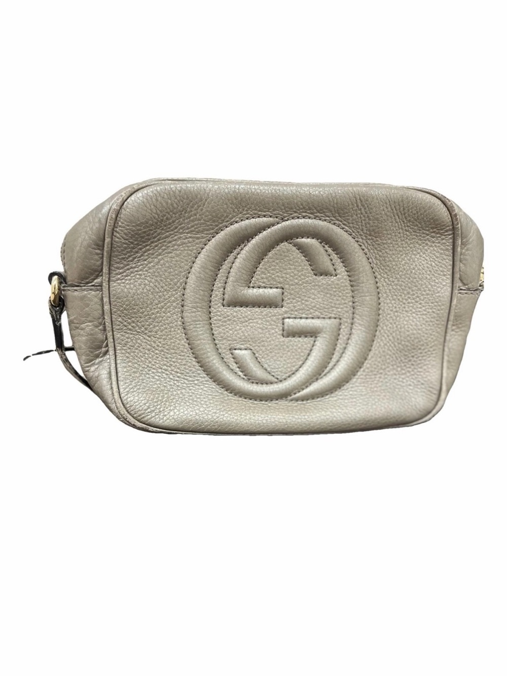 Gucci Pebbled Leather Crossbody Bag in Taupe